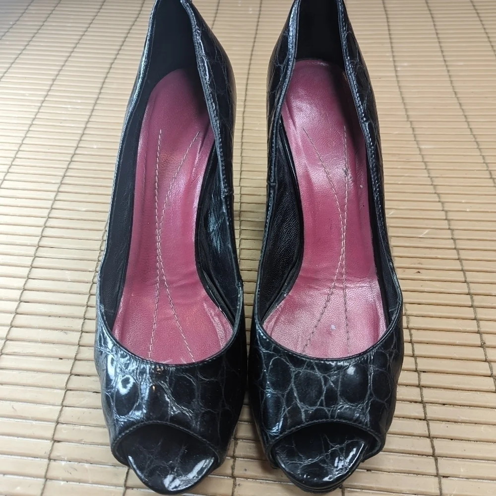 kate spade new york shoes black alligator embossed leather 4